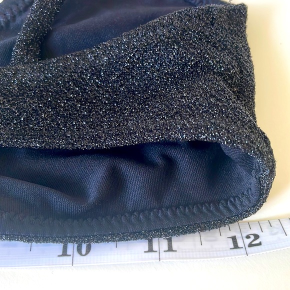 Caroline Constas black metallic triangle bikini top non wire front knot nwt XS - Picture 4 of 9